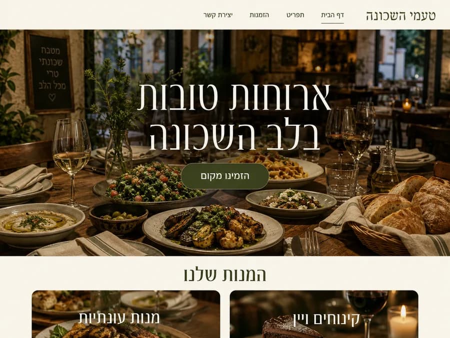 תפריט והזמנות — הדגמה של מערכת שאפשר להקים על HELIX