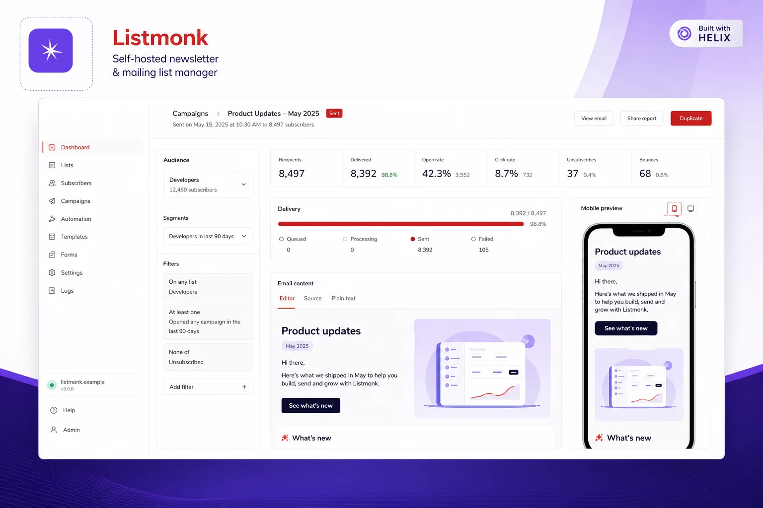 אירוח Listmonk מנוהל